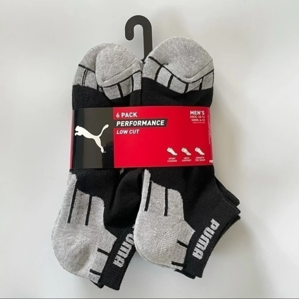 Puma men’s low cut socks 6 pack size 6-12 black